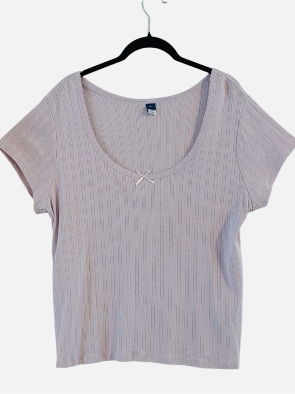 Old Navy Light Lavender Ribbed Scoop Neck Tee with Bow Size XXL